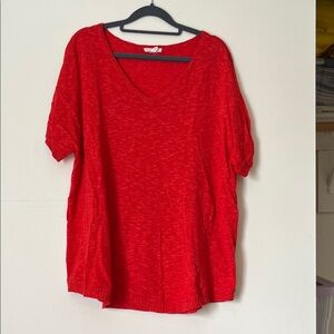 Eileen Fisher Women's Boxy Linen Cotton Slub Short Sleeve Sweater Top, Size XL